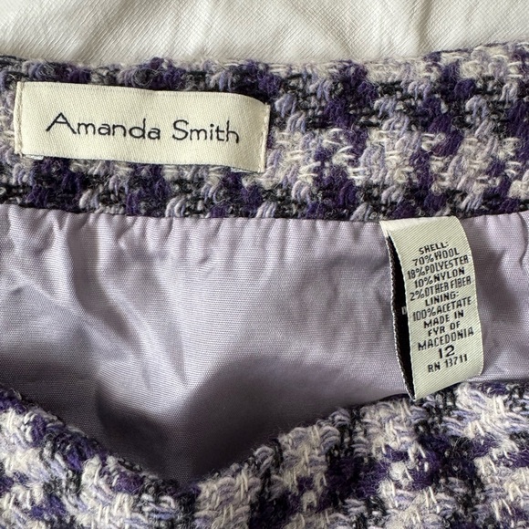 Amanda Smith Tweed Skirt Womens 12 Purple White Career Pencil Skirt - Picture 3 of 5